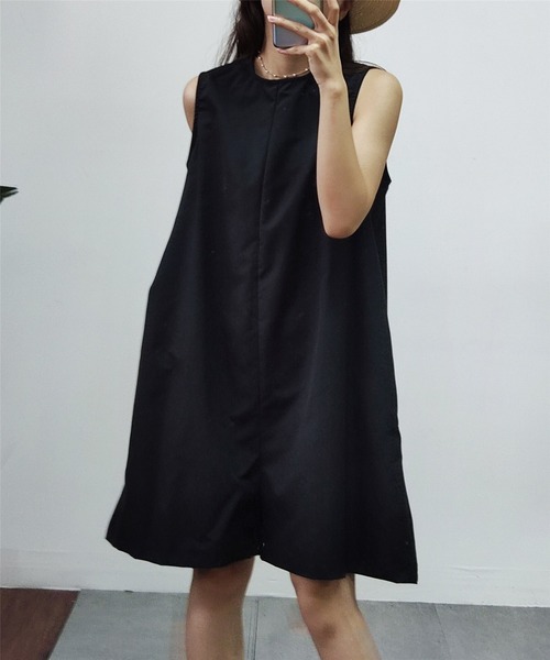 MAISON DE THERESE（メゾン ド テレーズ）の「ルーズシルエット ノースリオールインワン ジャンパースカート つなぎ/オールインワン パンツドレス ワンピース（つなぎ/オールインワン・レディース・ブラック/ベージュ・M）」の10枚目の写真