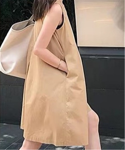 MAISON DE THERESE（メゾン ド テレーズ）の「ルーズシルエット ノースリオールインワン ジャンパースカート つなぎ/オールインワン パンツドレス ワンピース（つなぎ/オールインワン・レディース・ブラック/ベージュ・M）」の13枚目の写真