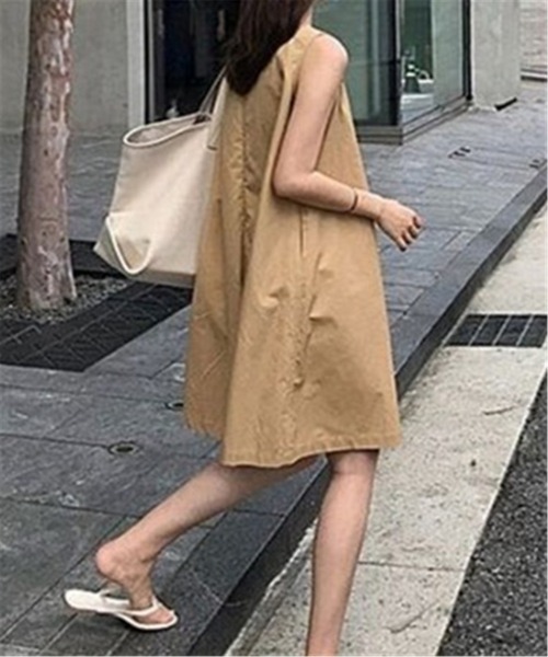 MAISON DE THERESE（メゾン ド テレーズ）の「ルーズシルエット ノースリオールインワン ジャンパースカート つなぎ/オールインワン パンツドレス ワンピース（つなぎ/オールインワン・レディース・ブラック/ベージュ・M）」の15枚目の写真