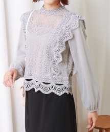 レースシフォンチュールブラウス