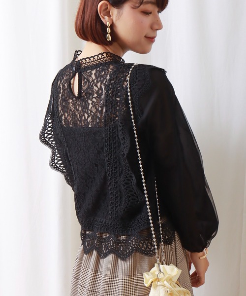 libelle more（リベル モア）の「レースシフォンチュールブラウス（シャツ/ブラウス・レディース・ブラック/グレー/オフホワイト/グリーン/ミント・M/L）」の22枚目の写真