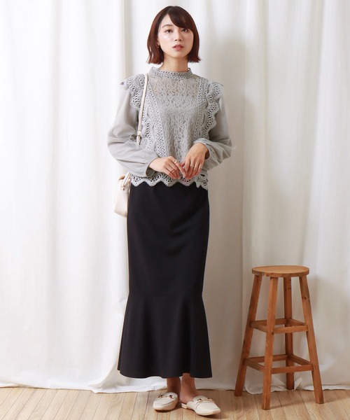 libelle more（リベル モア）の「レースシフォンチュールブラウス（シャツ/ブラウス・レディース・ブラック/グレー/オフホワイト/グリーン/ミント・M/L）」の12枚目の写真