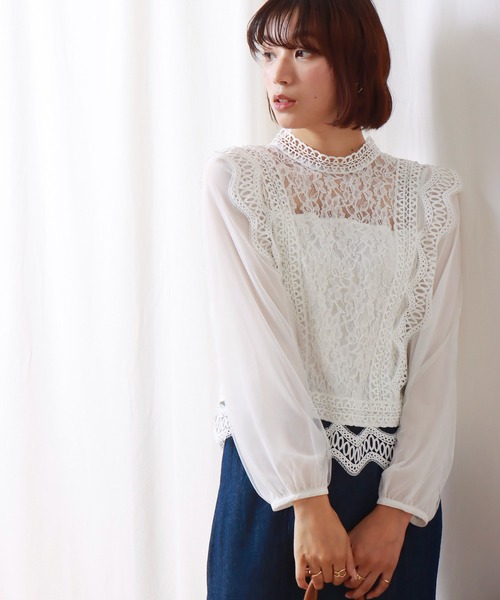 libelle more（リベル モア）の「レースシフォンチュールブラウス（シャツ/ブラウス・レディース・ブラック/グレー/オフホワイト/グリーン/ミント・M/L）」の19枚目の写真