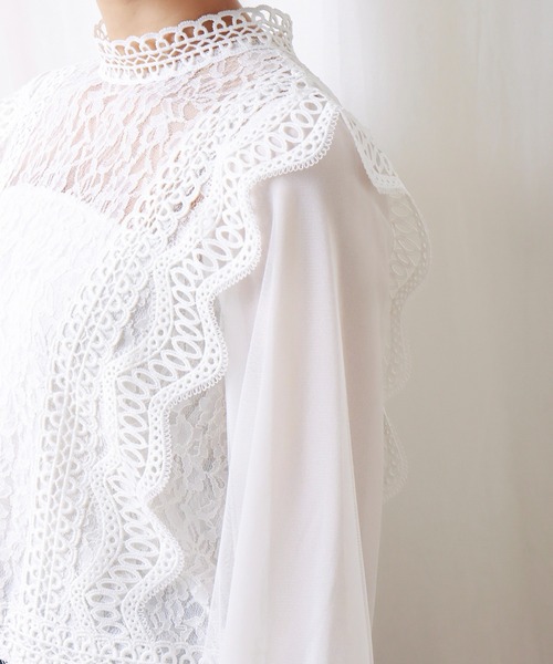 libelle more（リベル モア）の「レースシフォンチュールブラウス（シャツ/ブラウス・レディース・ブラック/グレー/オフホワイト/グリーン/ミント・M/L）」の15枚目の写真