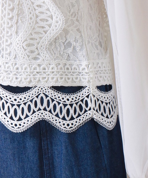 libelle more（リベル モア）の「レースシフォンチュールブラウス（シャツ/ブラウス・レディース・ブラック/グレー/オフホワイト/グリーン/ミント・M/L）」の10枚目の写真