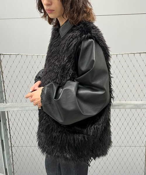 CIAOPANIC(チャオパニック)の「curly fleece biggest vest(ベスト・メンズ・ベージュ/ブラック・MEDIUM)」の12枚目の写真