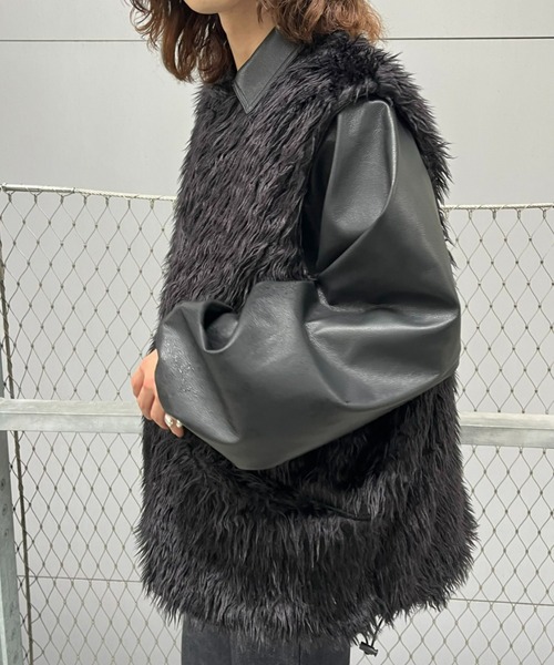 CIAOPANIC(チャオパニック)の「curly fleece biggest vest(ベスト・メンズ・ベージュ/ブラック・MEDIUM)」の14枚目の写真