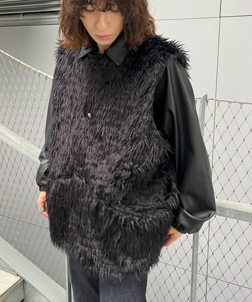 CIAOPANIC(チャオパニック)の「curly fleece biggest vest(ベスト・メンズ・ベージュ/ブラック・MEDIUM)」の15枚目の写真