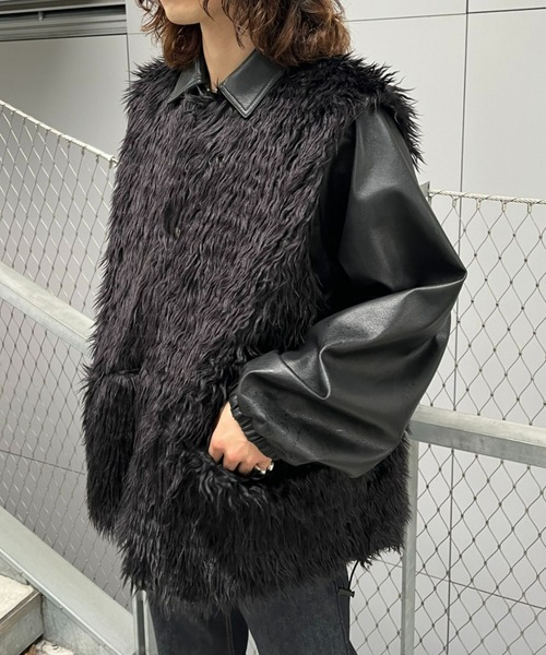 CIAOPANIC(チャオパニック)の「curly fleece biggest vest(ベスト・メンズ・ベージュ/ブラック・MEDIUM)」の16枚目の写真