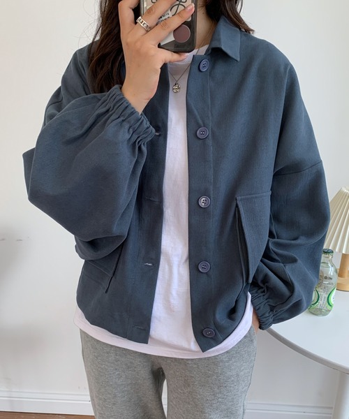 ABITOKYO（アビトーキョー）の「袖ボリュウームルーズシルエットジャケット（ブルゾン・レディース・ブラック/ブルーグレー/カーキ・FREE）」の10枚目の写真