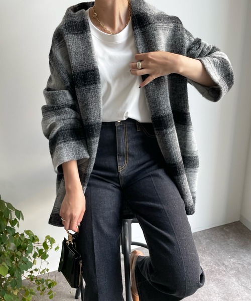 DouDou(ドゥドゥ)の「イタリアンエアリーハーフコート(ノーカラーコート・レディース・ブラック/ブラウン/グレー/モカ・FREE)」の17枚目の写真