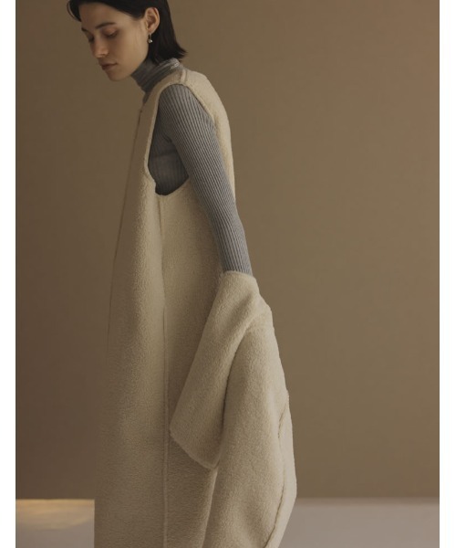 [2022A/WCOLLECTION][低身長サイズ有][2点セット]マルチウェイリバーシブルボアムートンベスト×ショートジャケットセット