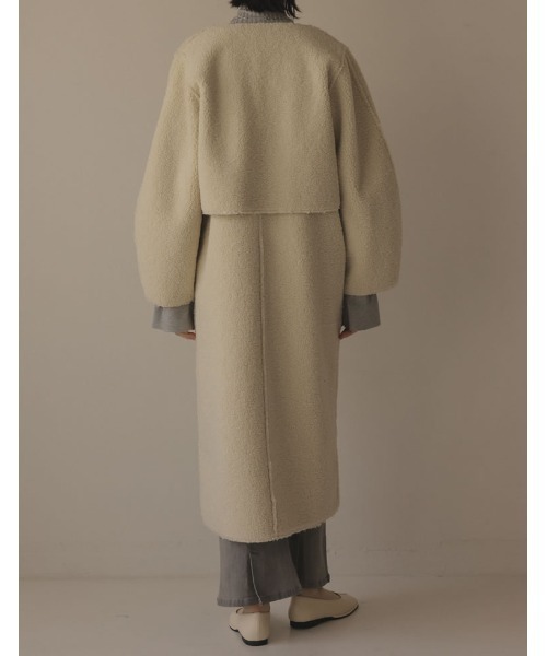 [2022A/WCOLLECTION][低身長サイズ有][2点セット]マルチウェイリバーシブルボアムートンベスト×ショートジャケットセット