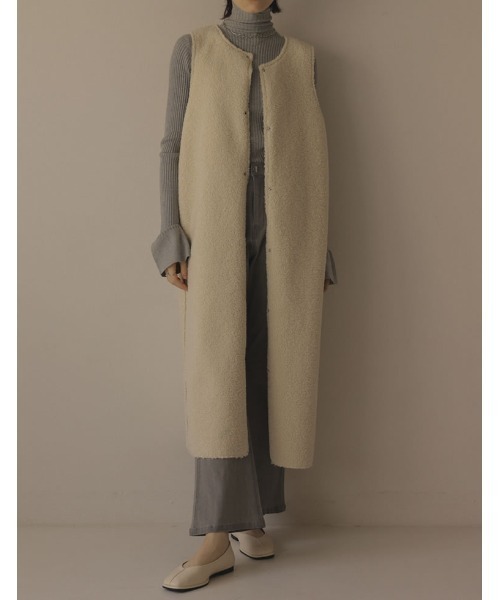 [2022A/WCOLLECTION][低身長サイズ有][2点セット]マルチウェイリバーシブルボアムートンベスト×ショートジャケットセット