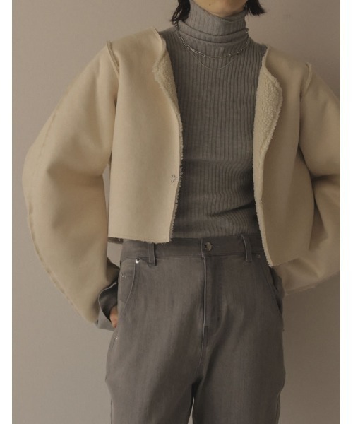 [2022A/WCOLLECTION][低身長サイズ有][2点セット]マルチウェイリバーシブルボアムートンベスト×ショートジャケットセット