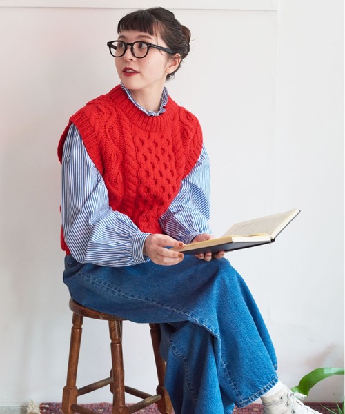 CHILD WOMAN（チャイルドウーマン）の「タイプライター/ブロード フリル衿シャツ（シャツ/ブラウス・レディース・ブルー/ホワイト・FREE）」の12枚目の写真