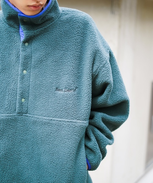 BEN DAVIS(ベンデイビス)の「【BEN DAVIS/ベンデイビス】レトロ フリース 胸ワンポイントブランドロゴ刺繍 スタンド スナップボタン ボアジャケット(ブルゾン・メンズ・ダークグリーン/グレー/イエロー・MEDIUM/X-LARGE/LARGE)」の15枚目の写真