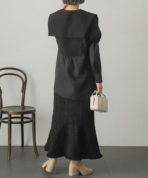 SENSE OF PLACE by URBAN RESEARCH（センスオブプレイスバイアーバンリサーチ）の「ツイードマーメイドスカート（スカート・レディース・ベージュ系その他/ブラック・SMALL/MEDIUM）」の5枚目の写真
