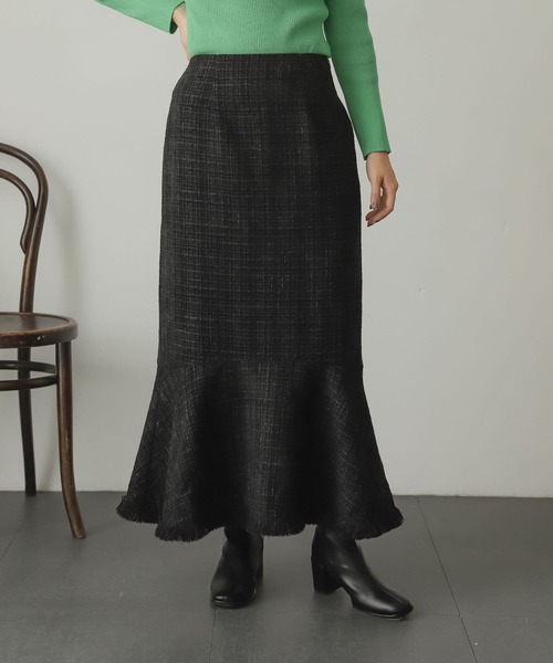 SENSE OF PLACE by URBAN RESEARCH（センスオブプレイスバイアーバンリサーチ）の「ツイードマーメイドスカート（スカート・レディース・ベージュ系その他/ブラック・SMALL/MEDIUM）」の6枚目の写真