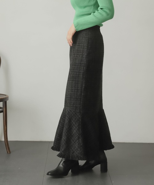 SENSE OF PLACE by URBAN RESEARCH（センスオブプレイスバイアーバンリサーチ）の「ツイードマーメイドスカート（スカート・レディース・ベージュ系その他/ブラック・SMALL/MEDIUM）」の7枚目の写真
