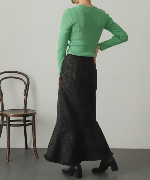 SENSE OF PLACE by URBAN RESEARCH（センスオブプレイスバイアーバンリサーチ）の「ツイードマーメイドスカート（スカート・レディース・ベージュ系その他/ブラック・SMALL/MEDIUM）」の8枚目の写真