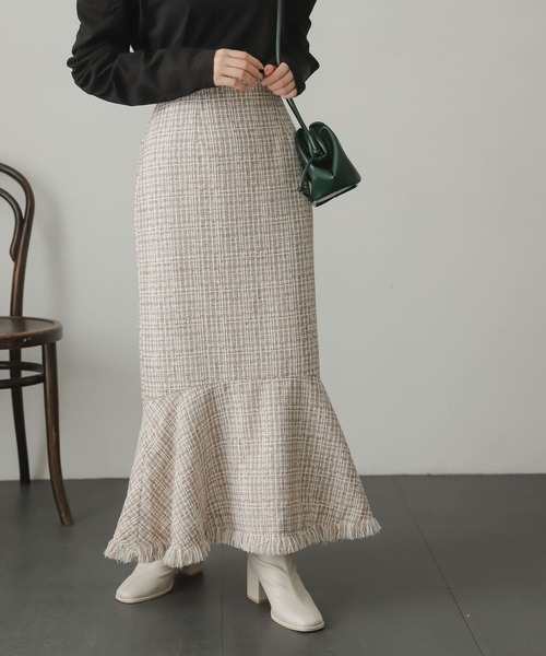 SENSE OF PLACE by URBAN RESEARCH（センスオブプレイスバイアーバンリサーチ）の「ツイードマーメイドスカート（スカート・レディース・ベージュ系その他/ブラック・SMALL/MEDIUM）」の9枚目の写真
