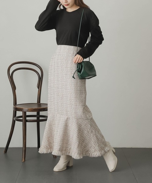 SENSE OF PLACE by URBAN RESEARCH（センスオブプレイスバイアーバンリサーチ）の「ツイードマーメイドスカート（スカート・レディース・ベージュ系その他/ブラック・SMALL/MEDIUM）」の10枚目の写真