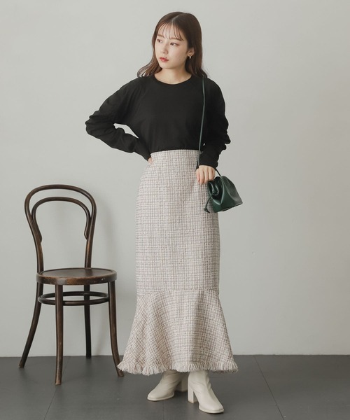 SENSE OF PLACE by URBAN RESEARCH（センスオブプレイスバイアーバンリサーチ）の「ツイードマーメイドスカート（スカート・レディース・ベージュ系その他/ブラック・SMALL/MEDIUM）」の12枚目の写真