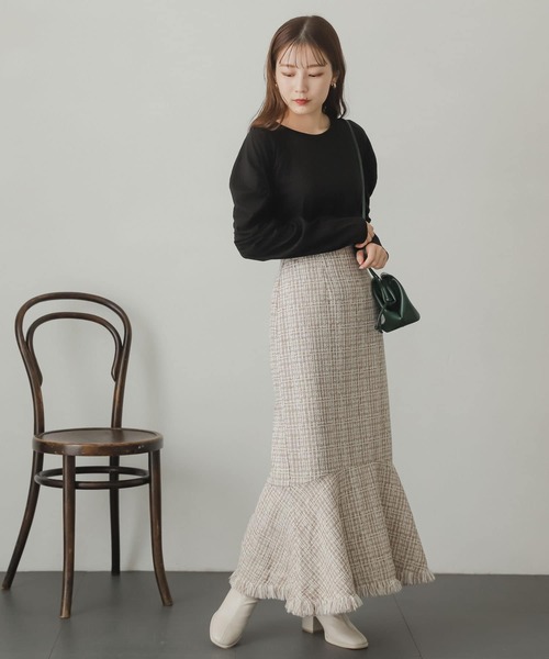 SENSE OF PLACE by URBAN RESEARCH（センスオブプレイスバイアーバンリサーチ）の「ツイードマーメイドスカート（スカート・レディース・ベージュ系その他/ブラック・SMALL/MEDIUM）」の13枚目の写真