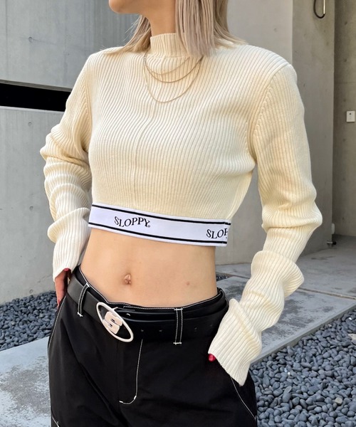 WHO'S WHO gallery(フーズフーギャラリー)の「【SLOPPY/スロッピー】ラインコンパクトニット(ニット/セーター・レディース・チャコールグレー/ブラック/オフホワイト・FREE)」の10枚目の写真