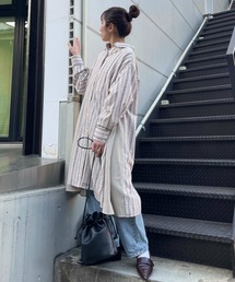♪異素材合わせてシャツワンピース