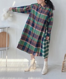 ♪異素材合わせてシャツワンピース