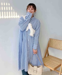 AS KNOW AS plus（アズノゥアズプラス）の「♪異素材合わせてシャツワンピース（シャツワンピース）」