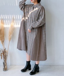 ♪異素材合わせてシャツワンピース