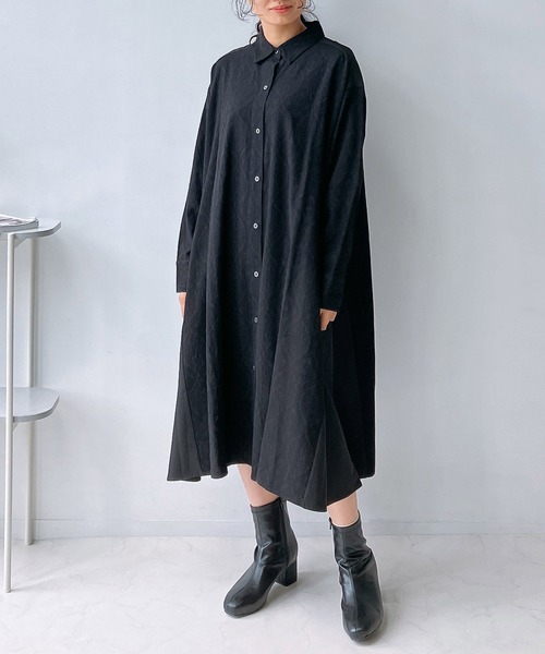 セール】♪異素材合わせてシャツワンピース（シャツワンピース）｜AS