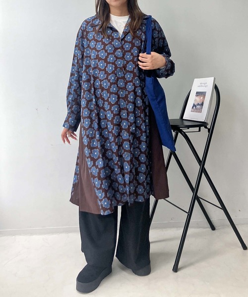 セール】♪異素材合わせてシャツワンピース（シャツワンピース）｜AS