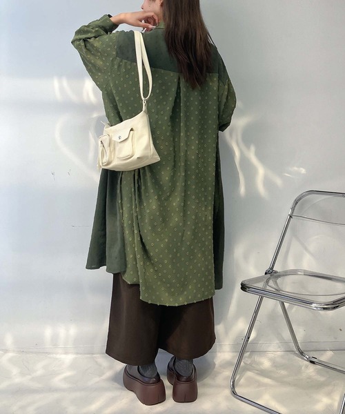 セール】♪異素材合わせてシャツワンピース（シャツワンピース）｜AS