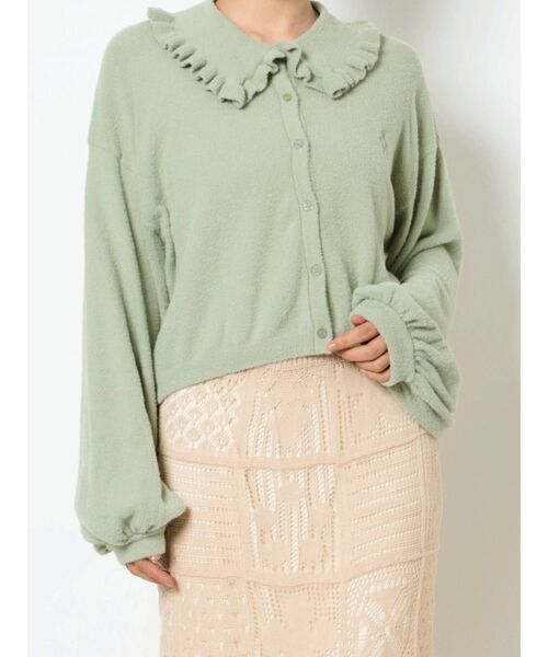 merry jenny（メリージェニー）の「bearフリルカラーカーディガン（カーディガン/ボレロ・レディース・ブラック/ブルー/グリーン/ピンク・FREE）」の3枚目の写真