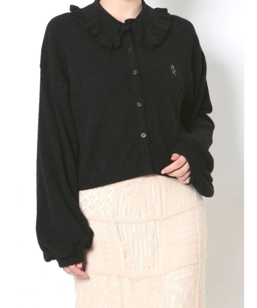 merry jenny（メリージェニー）の「bearフリルカラーカーディガン（カーディガン/ボレロ・レディース・ブラック/ブルー/グリーン/ピンク・FREE）」の2枚目の写真