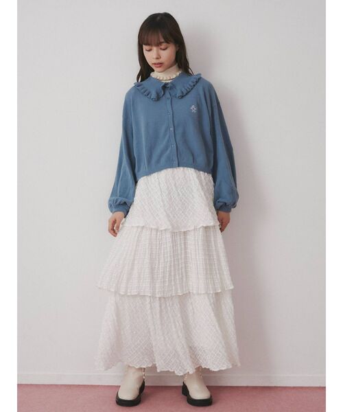 merry jenny（メリージェニー）の「bearフリルカラーカーディガン（カーディガン/ボレロ・レディース・ブラック/ブルー/グリーン/ピンク・FREE）」の6枚目の写真