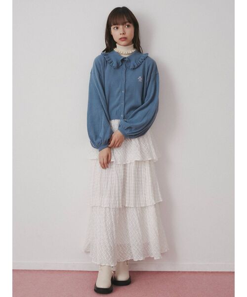 merry jenny（メリージェニー）の「bearフリルカラーカーディガン（カーディガン/ボレロ・レディース・ブラック/ブルー/グリーン/ピンク・FREE）」の8枚目の写真