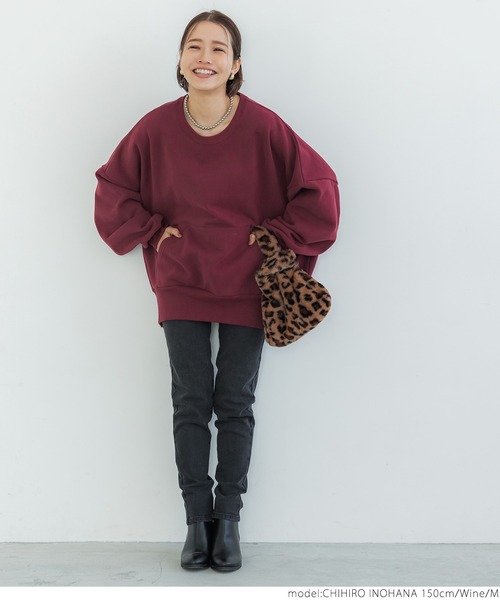 coca(coca)(コカ)の「ふわふあビッグシルエットスウェット(スウェット・レディース・ネイビー/アイボリー/ライトピンク/ワイン・M/L)」の5枚目の写真