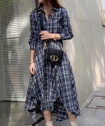 Auntie Rosa | マドラスチェック フレアシャツワンピース(ワンピース)