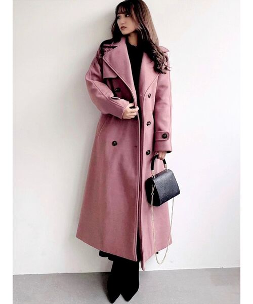 RESEXXY（リゼクシー）の「ウールライクトレンチコート（トレンチコート・レディース・ブラック/ベージュ/グレー/ピンク・FREE）」の5枚目の写真