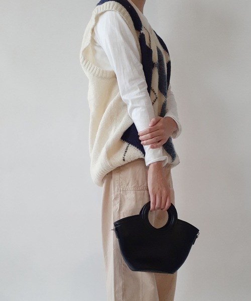 thank U more(サンキューモア)の「丸形ハンドル トート ショルダーバッグ(ショルダーバッグ・レディース・ブラック/ブラウン系その他/ブラック系その他/ブラウン/ベージュ・FREE)」の8枚目の写真