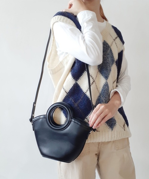 thank U more(サンキューモア)の「丸形ハンドル トート ショルダーバッグ(ショルダーバッグ・レディース・ブラック/ブラウン系その他/ブラック系その他/ブラウン/ベージュ・FREE)」の9枚目の写真