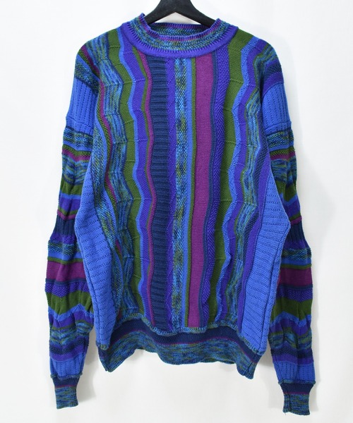 VINTAGE(ヴィンテージ)の「【ヴィンテージ古着】90's COLOURS BY ALEXANDER JULIAN 立体編み 3D コットンニットセーター USA製(ニット/セーター・メンズ・マルチ・LARGE)」の1枚目の写真