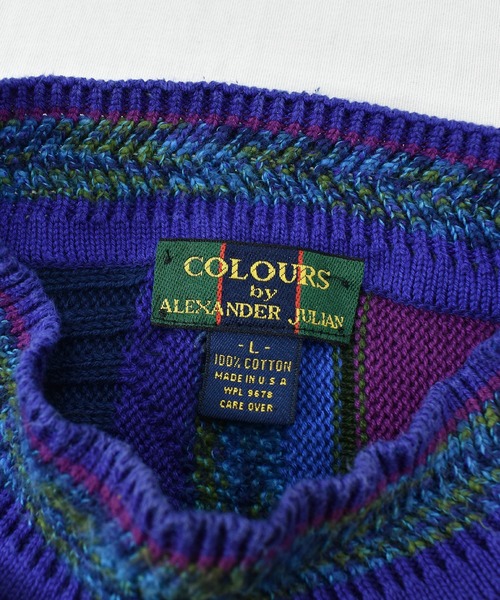VINTAGE(ヴィンテージ)の「【ヴィンテージ古着】90's COLOURS BY ALEXANDER JULIAN 立体編み 3D コットンニットセーター USA製(ニット/セーター・メンズ・マルチ・LARGE)」の7枚目の写真