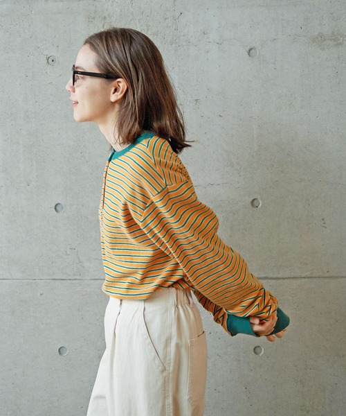 PAR ICI（パーリッシィ）の「パールニットボーダー 長袖カットソー（Tシャツ/カットソー・レディース・オレンジ/アイボリー・FREE）」の6枚目の写真