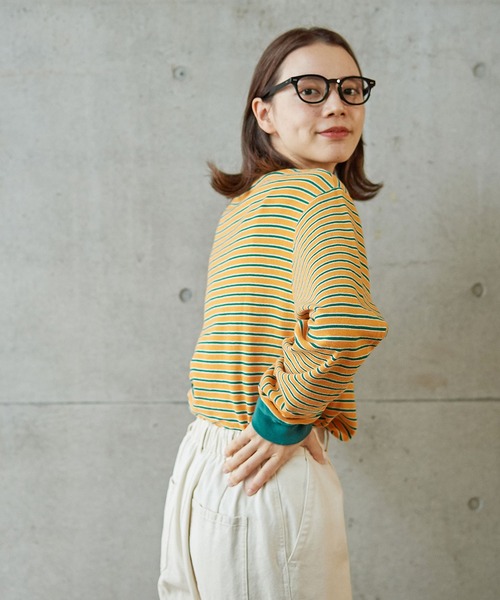 PAR ICI（パーリッシィ）の「パールニットボーダー 長袖カットソー（Tシャツ/カットソー・レディース・オレンジ/アイボリー・FREE）」の7枚目の写真